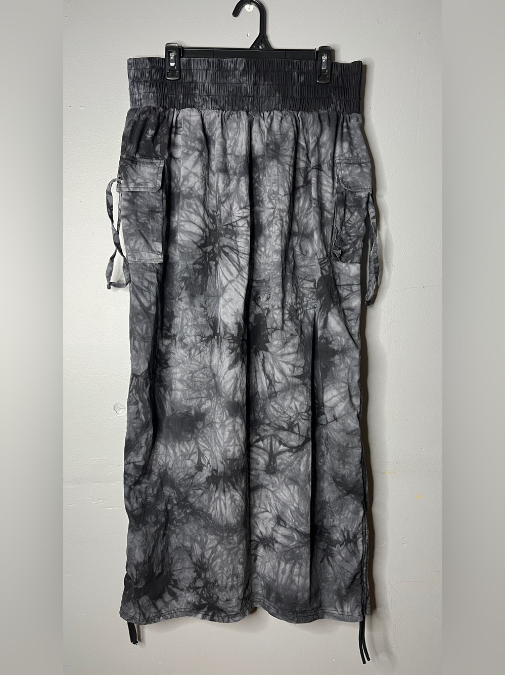 K Glam Black & Gray Tie-Dye Cargo Maxi Skirt Size 2XL